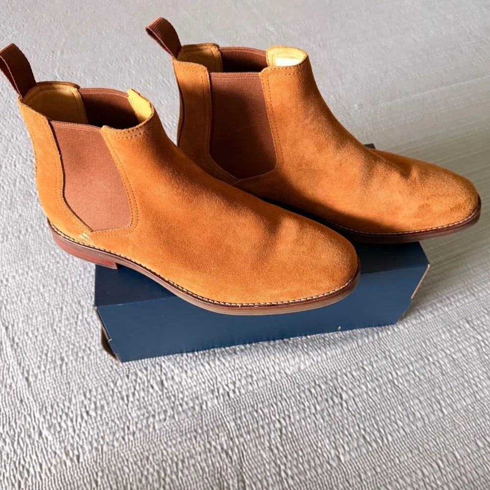 NEW‎ Sperry Mens Gold Cup Exeter Chelsea Boots Tan Suede Size 9.5 W